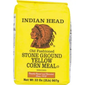 Indian Head Corn Meal Old Fashioned Stone Ground Yellow 2 Lbs (2 Pack)