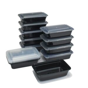 Pack (20-Piece) 24 oz Meal Prep Containers Reusable with Lids, Sturdy Leakproof & Food Safe, Microwave, Freezer, Dishwasher Safe Food Prep Containers, To Go Take Out Plastic Food Storage
